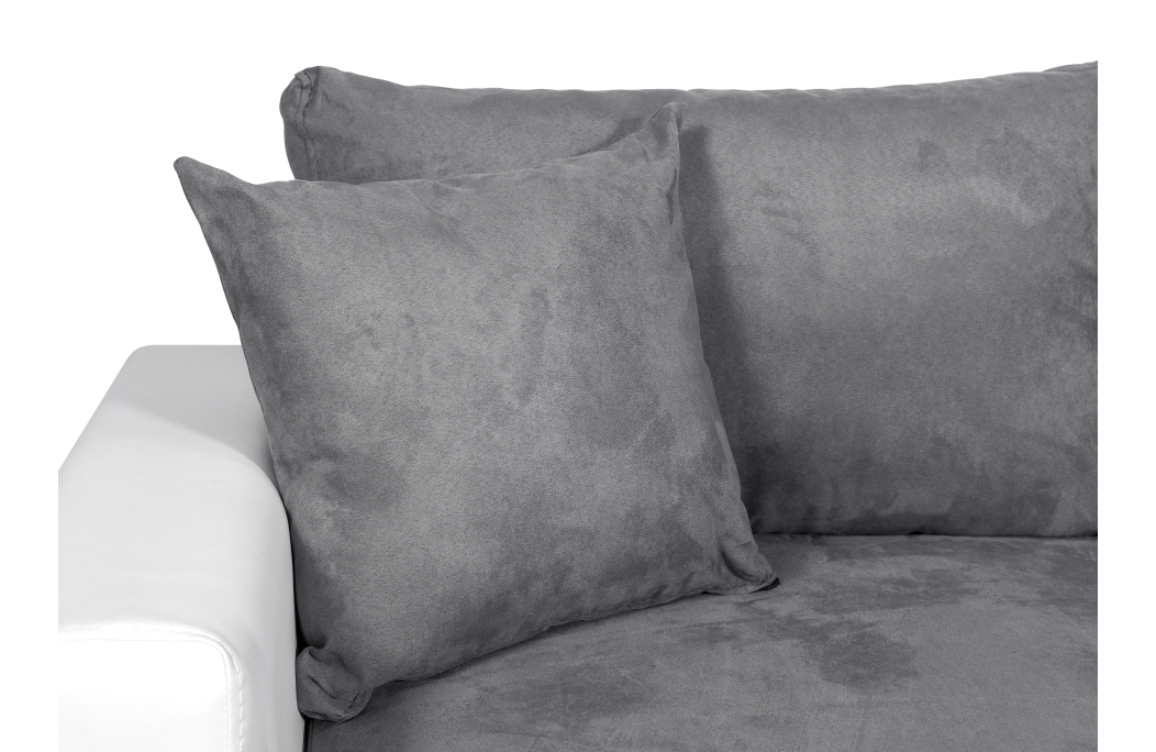 Canapé d'angle panoramique OSLO convertible avec coffres et poufs en simili et tissu
