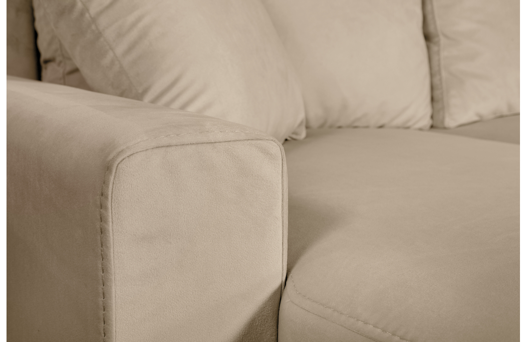 Canapé d'angle MARIA SCANDINAVE VELOURS réversible et convertible avec coffre