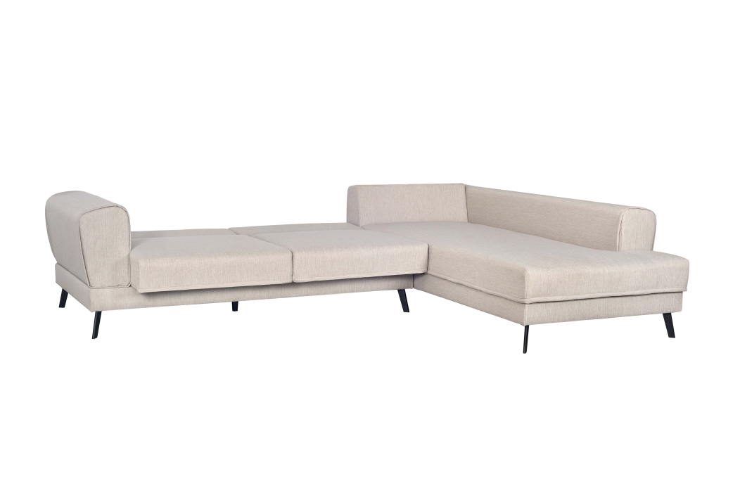 Canapé d'angle INDIA convertible 2 coffres en tissu