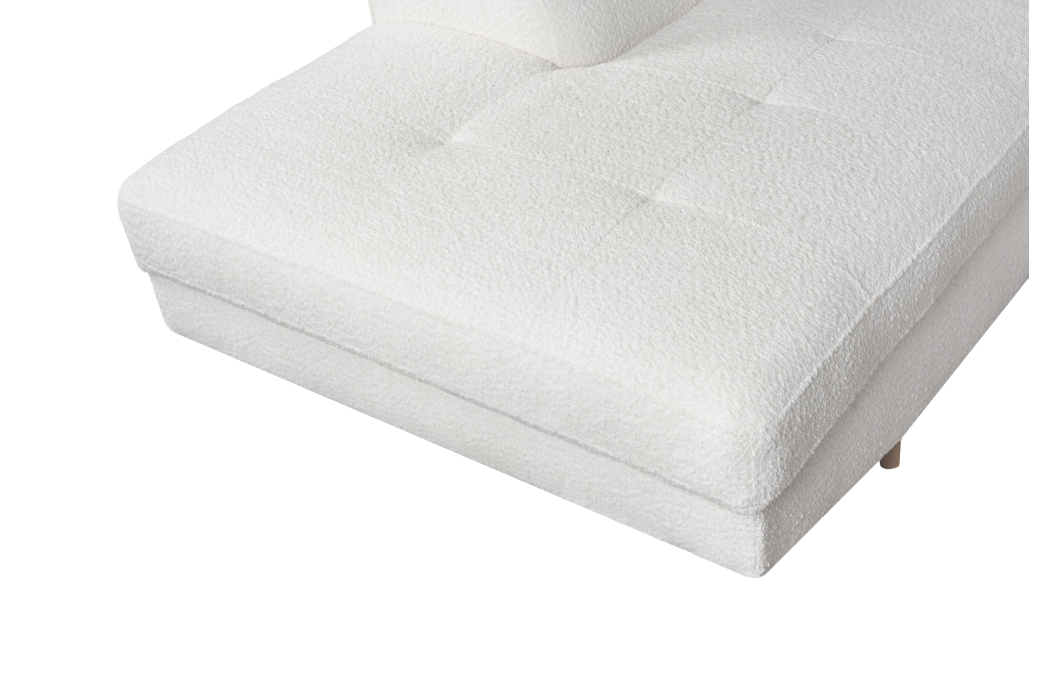 Canapé d'angle convertible MATHIS avec coffre en tissu bouclettes