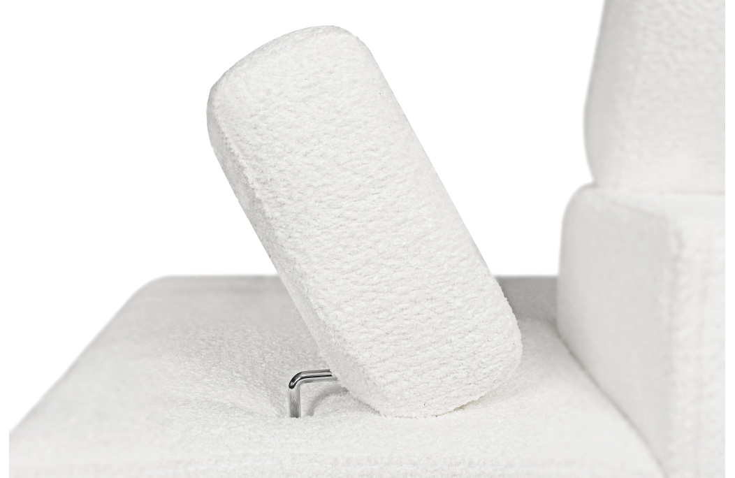 Canapé d'angle convertible MATHIS avec coffre en tissu bouclettes