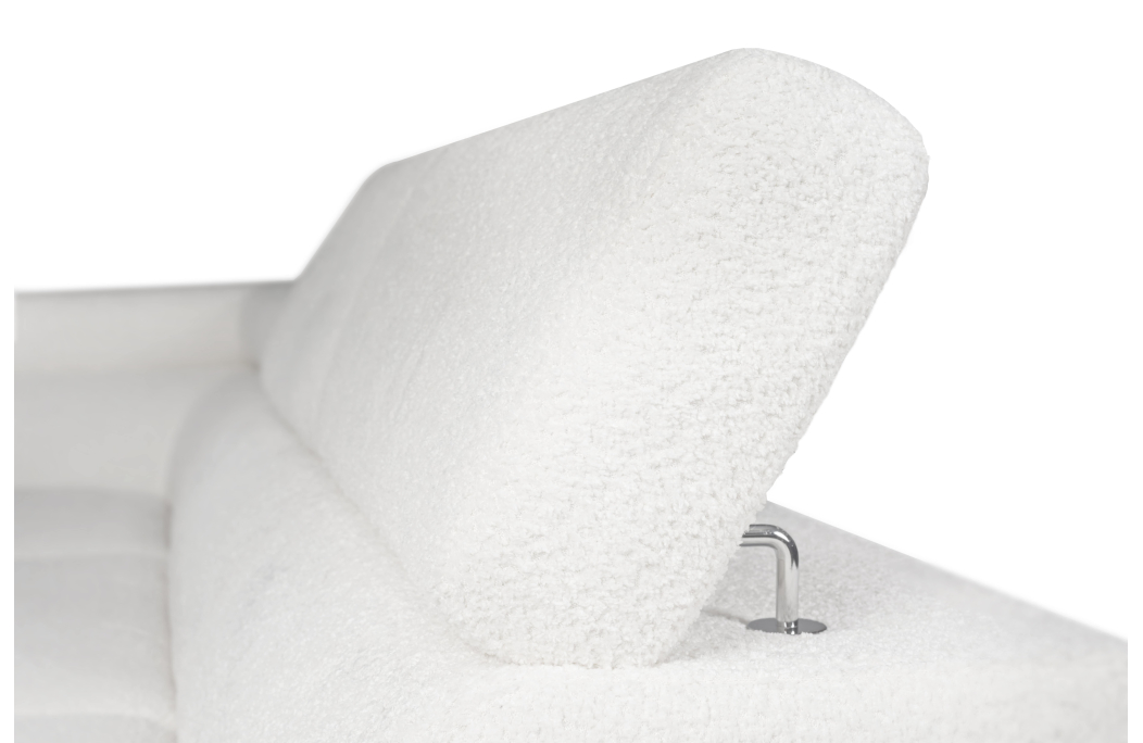 Canapé d'angle convertible MATHIS avec coffre en tissu bouclettes