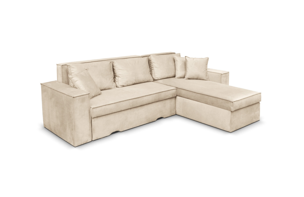 Canapé d'angle CAELIA Réversible et Convertible avec coffre en velours