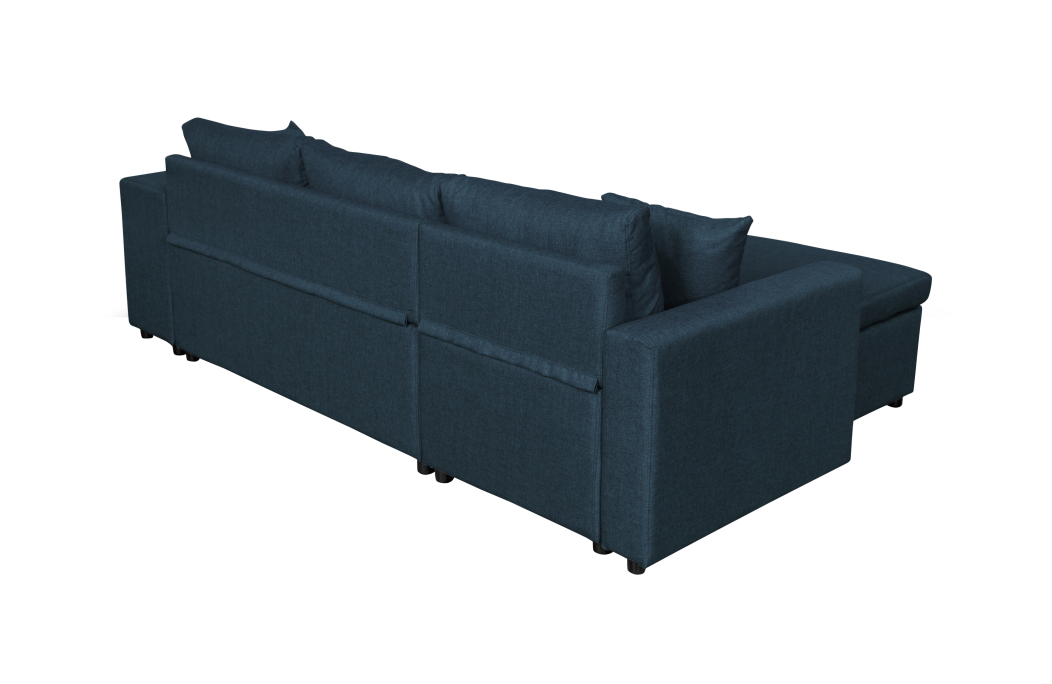 Canapé d'angle OSLO convertible avec coffre et poufs en tissu