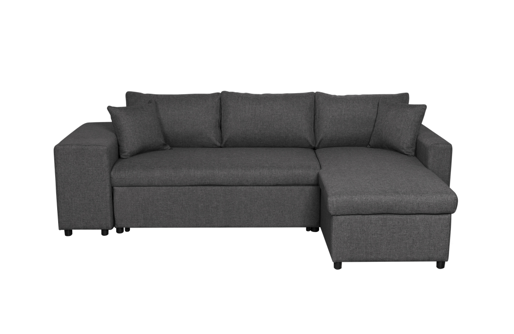 Canapé d'angle OSLO convertible avec coffre et poufs en tissu