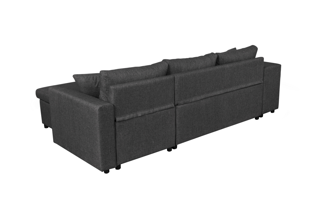 Canapé d'angle OSLO convertible avec coffre et poufs en tissu