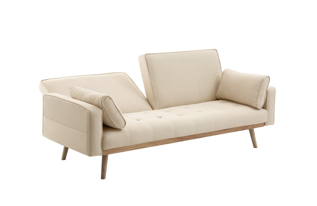 Canapé droit KENT convertible style sandinave 3 places en tissu