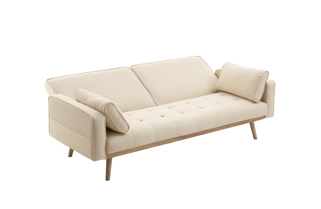 Canapé droit KENT convertible style sandinave 3 places en tissu