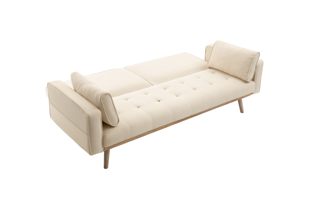 Canapé droit KENT convertible style sandinave 3 places en tissu