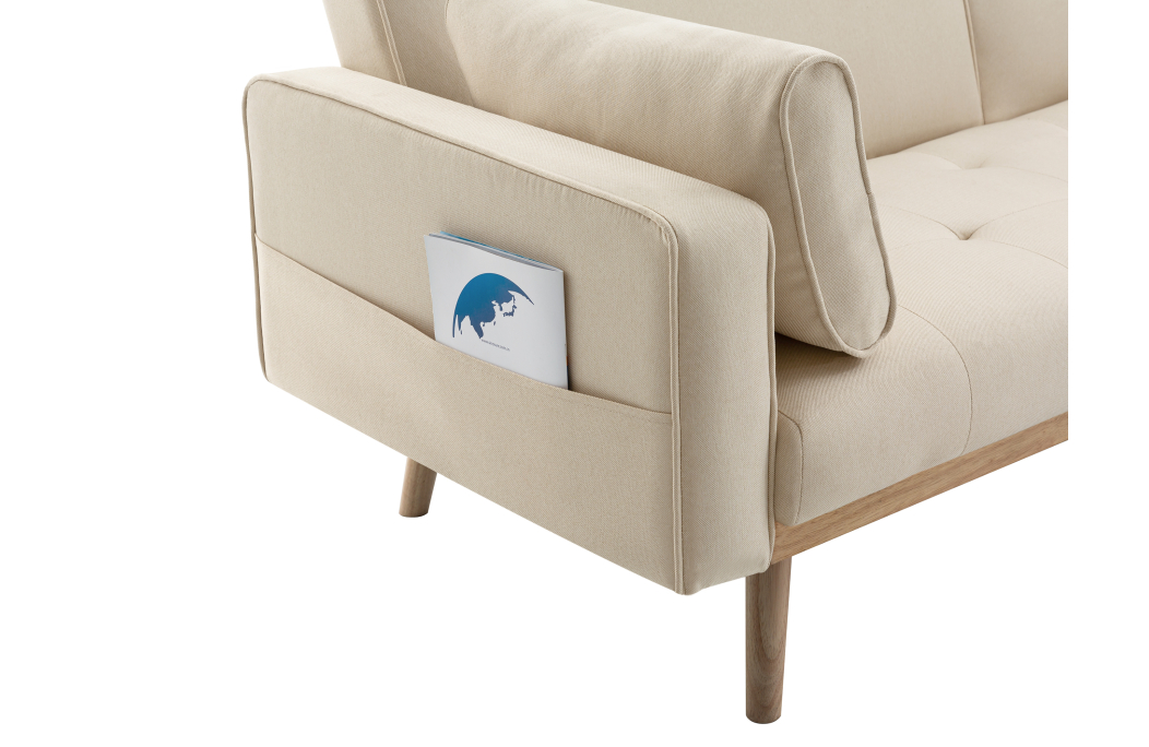 Canapé droit KENT convertible style sandinave 3 places en tissu