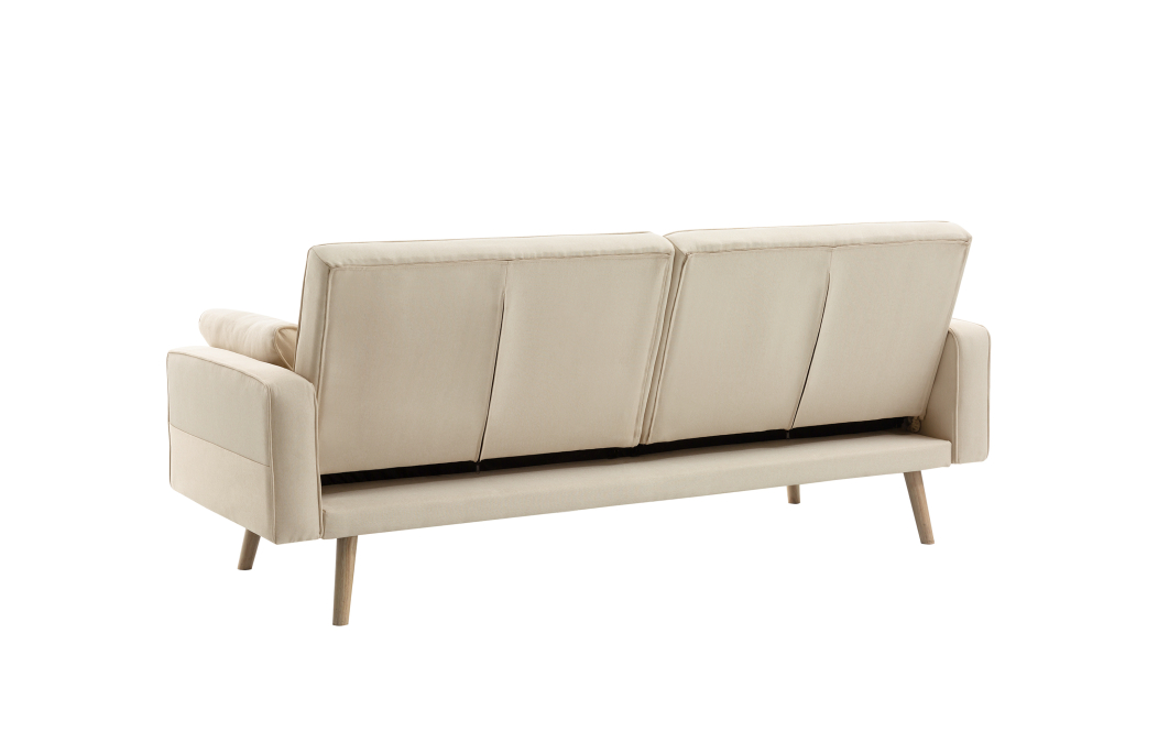 Canapé droit KENT convertible style sandinave 3 places en tissu
