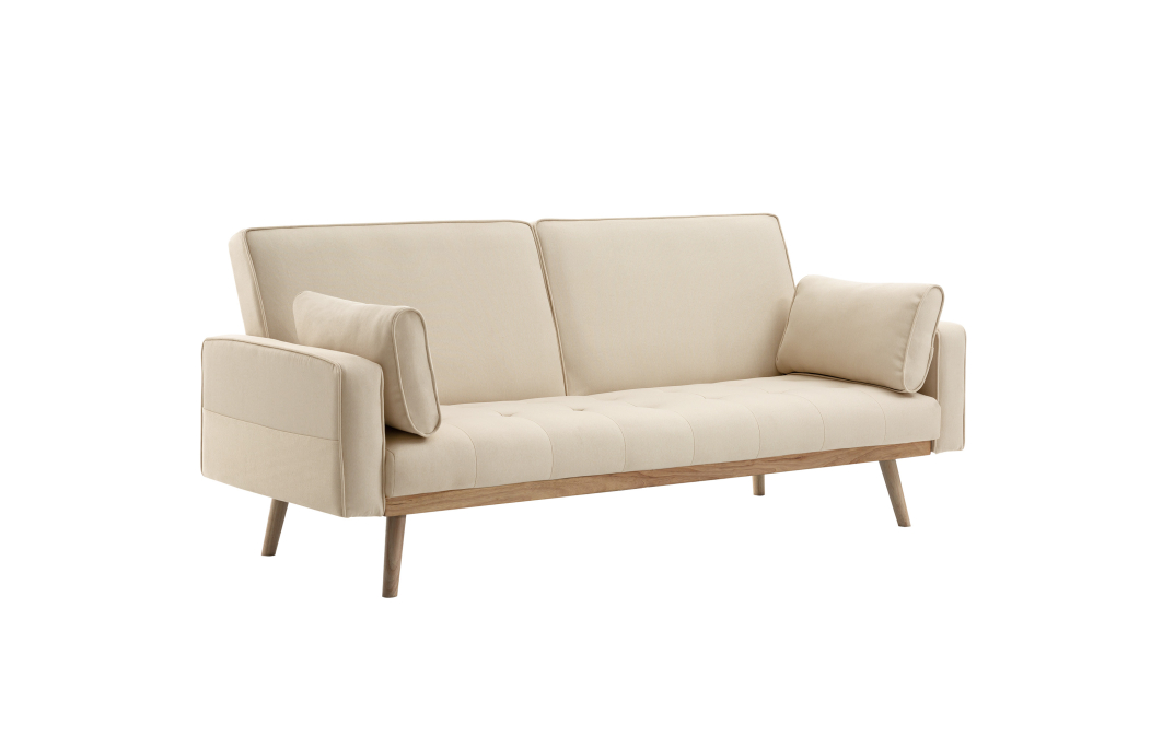 Canapé droit KENT convertible style sandinave 3 places en tissu