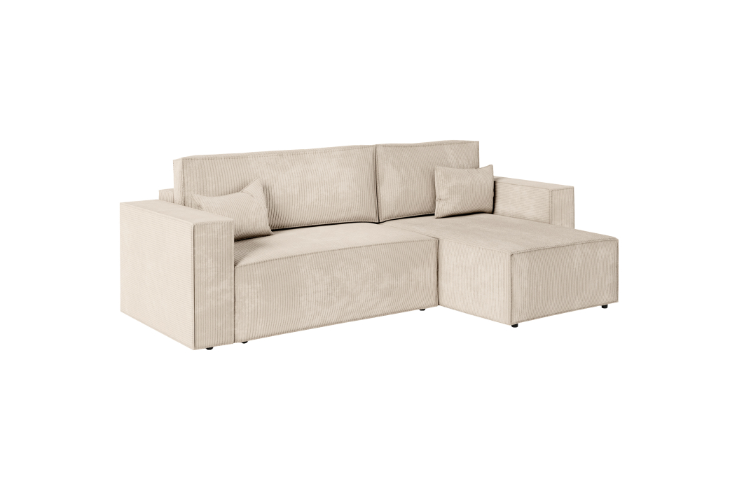 CLARISSE - Canapé d'angle convertible réversible avec coffre en velours côtelé