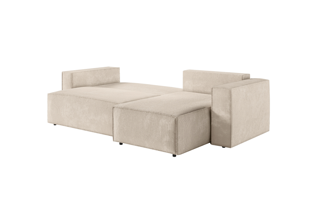 CLARISSE - Canapé d'angle convertible réversible avec coffre en velours côtelé