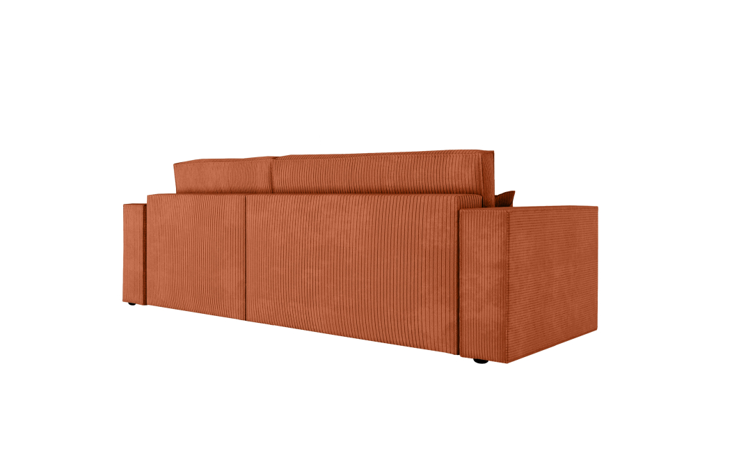 CLARISSE - Canapé d'angle convertible réversible avec pouf en velours côtelé