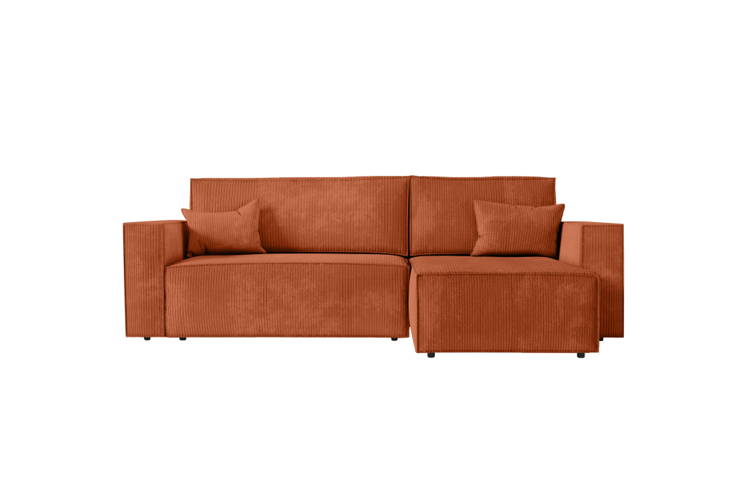 CLARISSE - Canapé d'angle convertible réversible avec pouf en velours côtelé