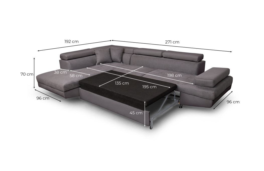 Canapé d'angle RIO Convertible avec coffre en microfibre