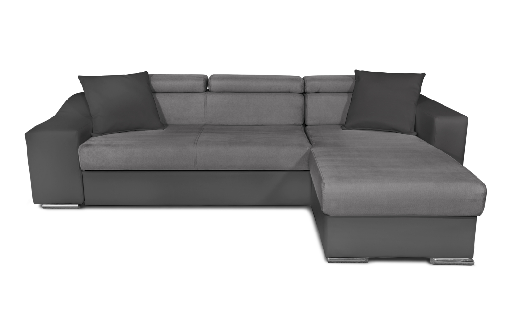 Canapé d'Angle ELONA Convertible en Microfibre et Simili avec poufs