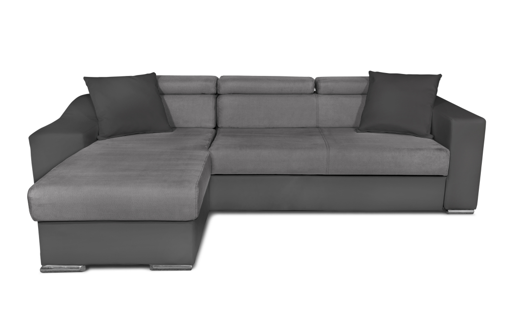Canapé d'Angle ELONA Convertible en Microfibre et Simili avec poufs