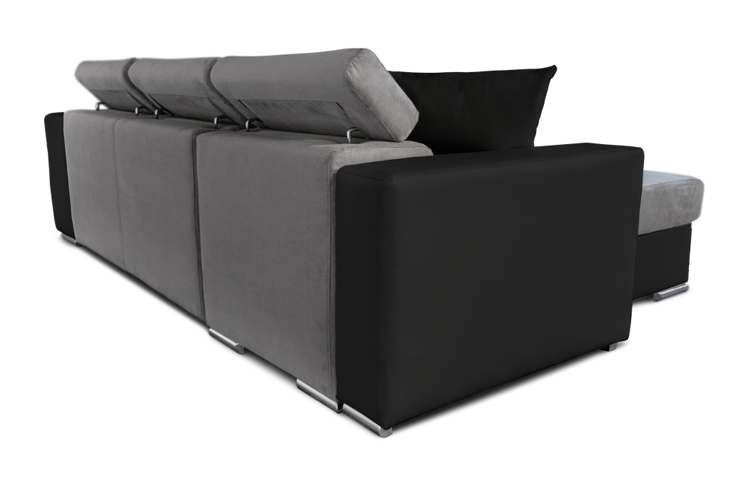 Canapé d'Angle ELONA Convertible en Microfibre et Simili avec poufs