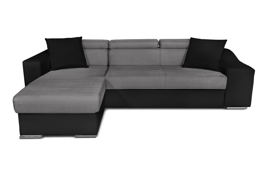 Canapé d'Angle ELONA Convertible en Microfibre et Simili avec poufs
