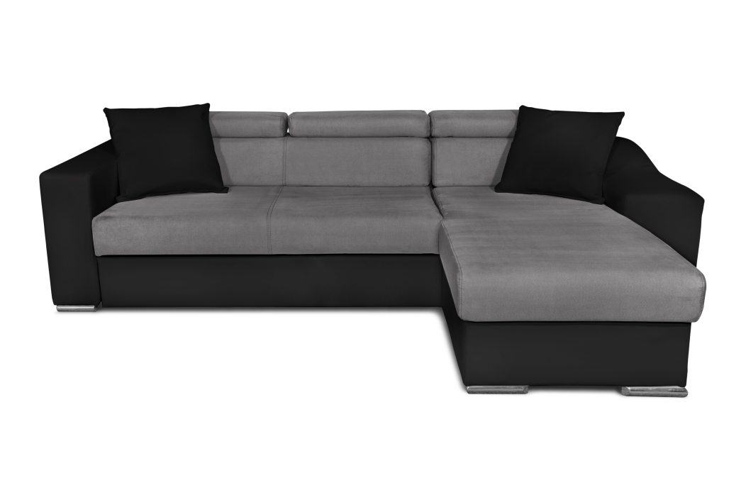 Canapé d'Angle ELONA Convertible en Microfibre et Simili avec poufs