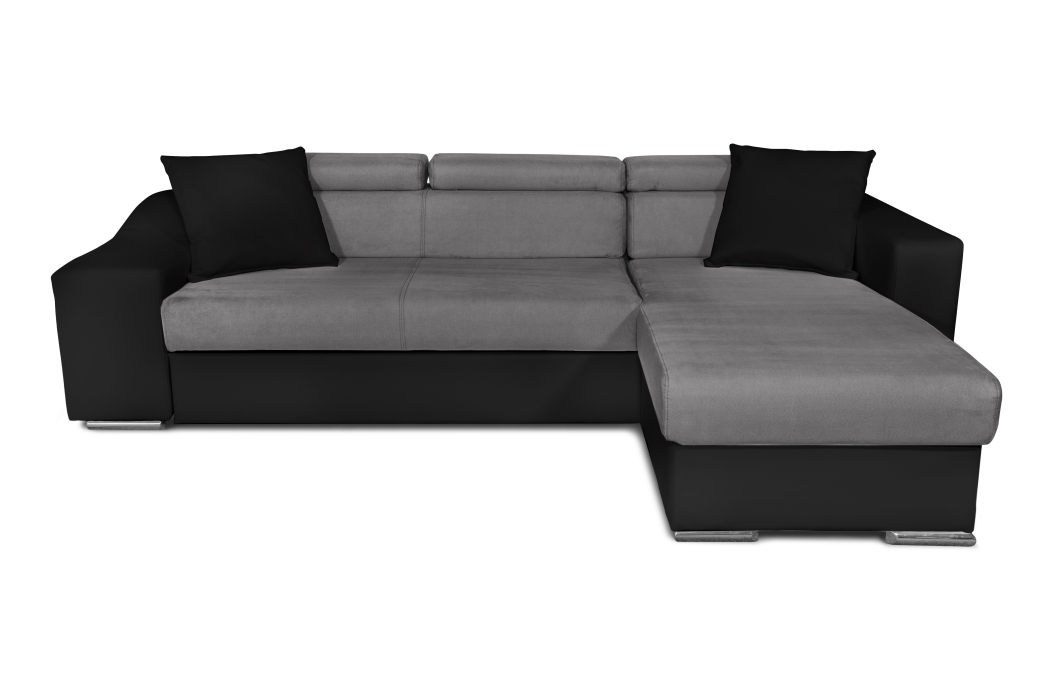 Canapé d'Angle ELONA Convertible en Microfibre et Simili avec poufs
