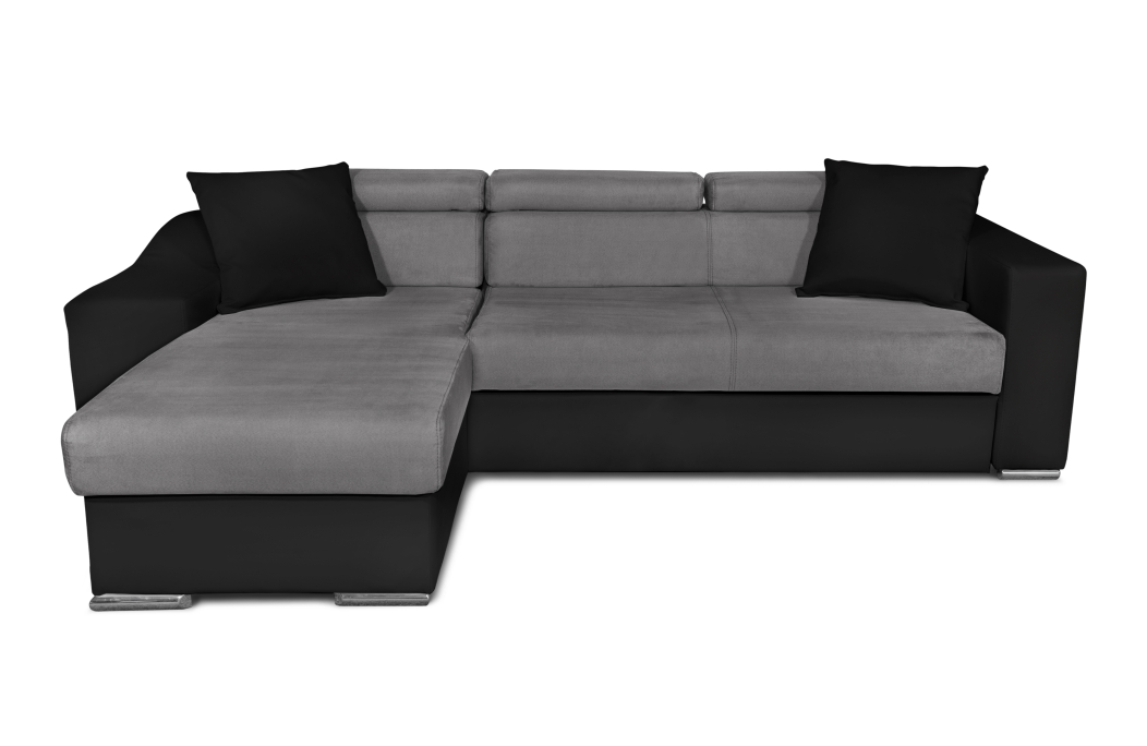 Canapé d'Angle ELONA Convertible en Microfibre et Simili avec poufs