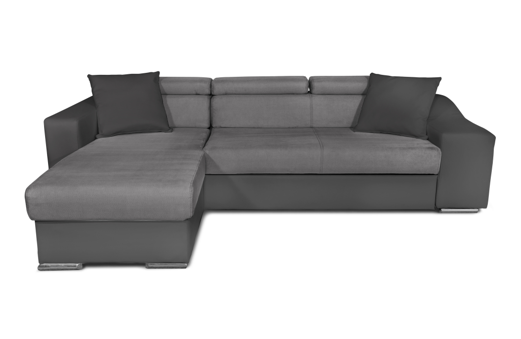 Canapé d'Angle ELONA Convertible en Microfibre et Simili avec poufs