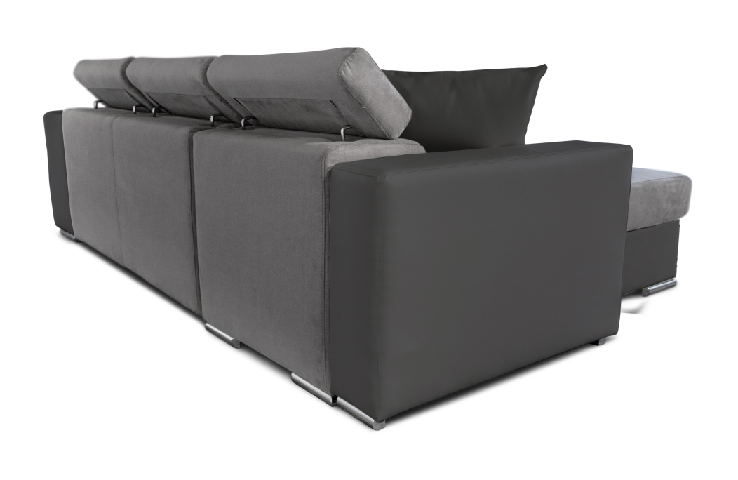 Canapé d'Angle ELONA Convertible en Microfibre et Simili avec poufs