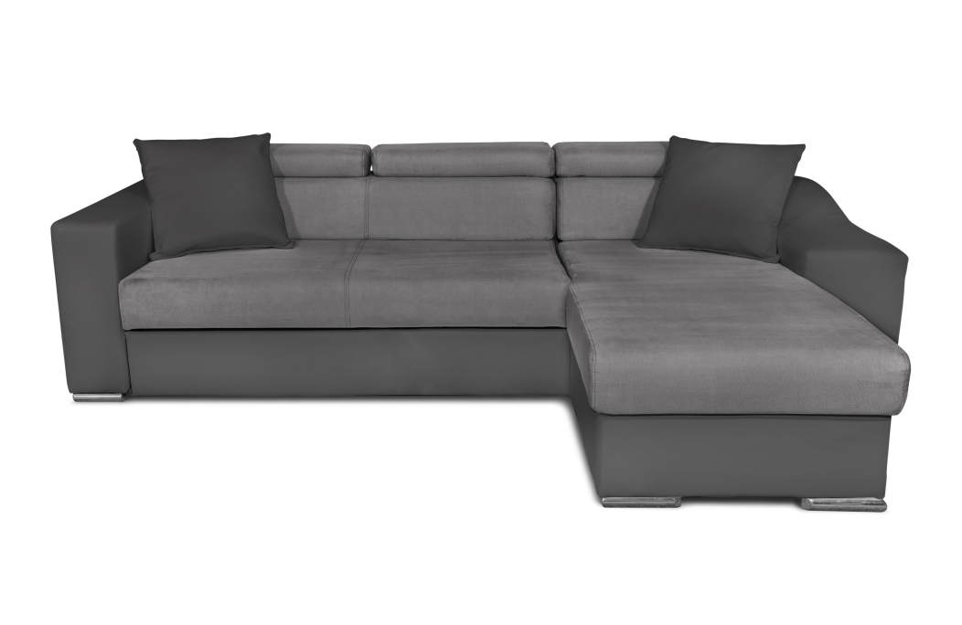Canapé d'Angle ELONA Convertible en Microfibre et Simili avec poufs