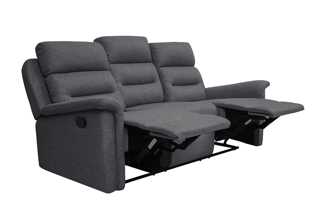 RELAXXO - Ensemble canapé relax manuel LÉON 3 places + fauteuil manuel en tissu