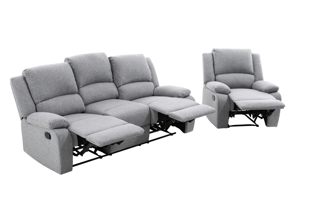 RELAXXO - Ensemble canapé relax manuel LEO 3 places + fauteuil manuel en tissu
