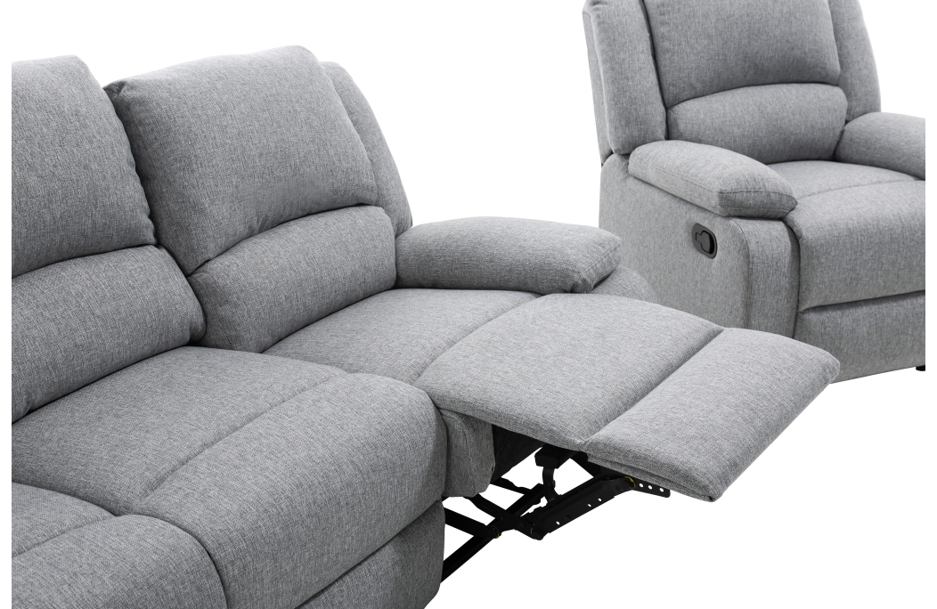 RELAXXO - Ensemble canapé relax manuel LEO 3 places + fauteuil manuel en tissu