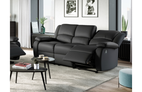 RELAXXO - Ensemble canapé relax manuel LEO 3 places + fauteuil manuel en simili