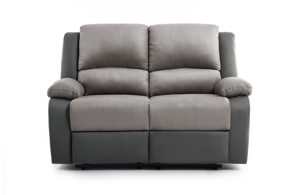 RELAXXO - Ensemble canapé relax manuel LEO 2 places + fauteuil manuel en microfibre et simili