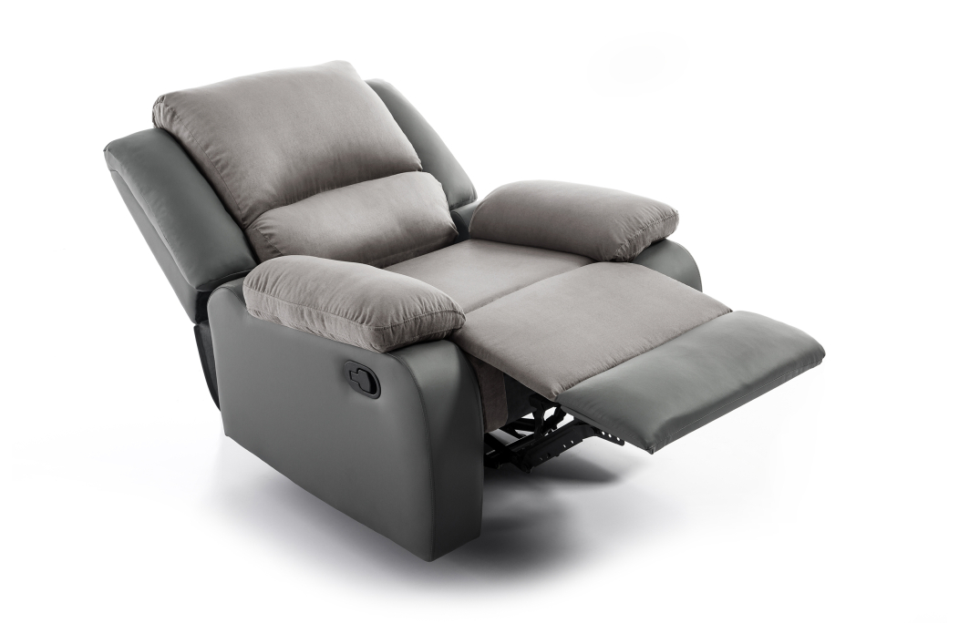 RELAXXO - Ensemble canapé relax manuel LEO 2 places + fauteuil manuel en microfibre et simili