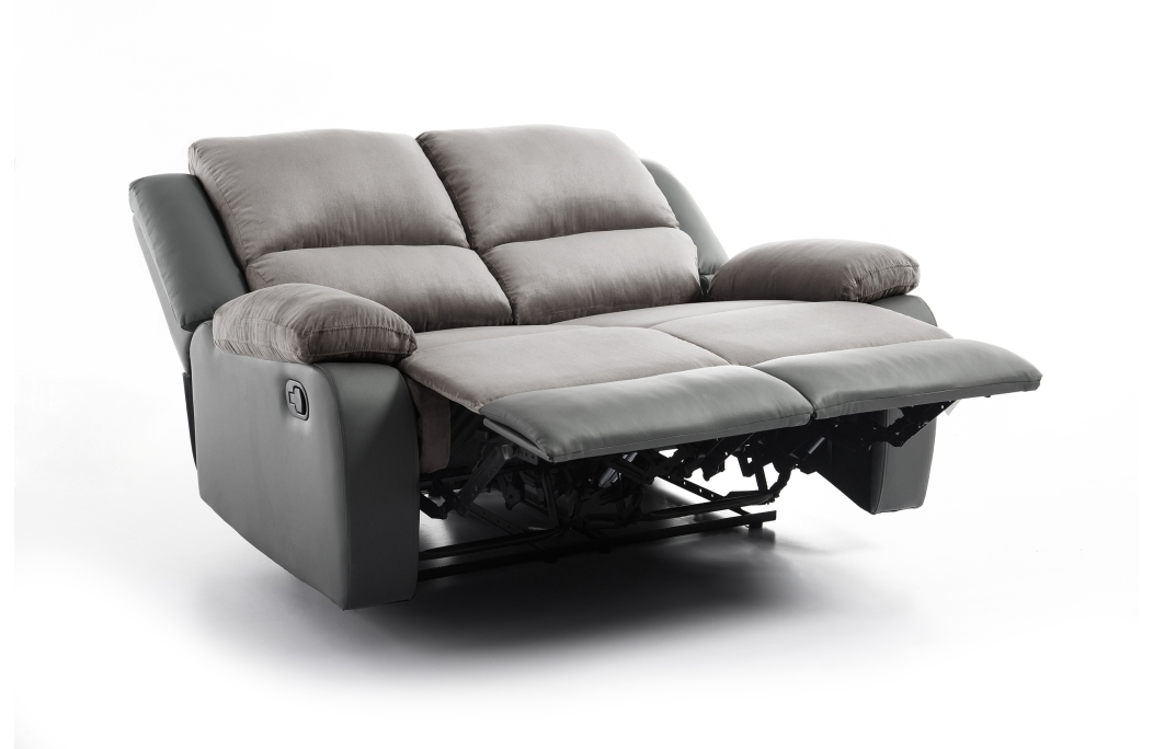 RELAXXO - Ensemble canapé relax manuel LEO 2 places + fauteuil manuel en microfibre et simili