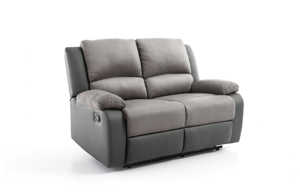 RELAXXO - Ensemble canapé relax manuel LEO 2 places + fauteuil manuel en microfibre et simili