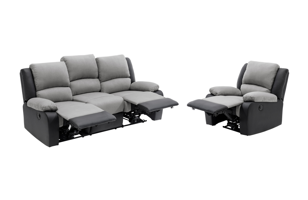 RELAXXO - Ensemble canapé relax électrique LEO 3 places + fauteuil releveur en microfibre et simili
