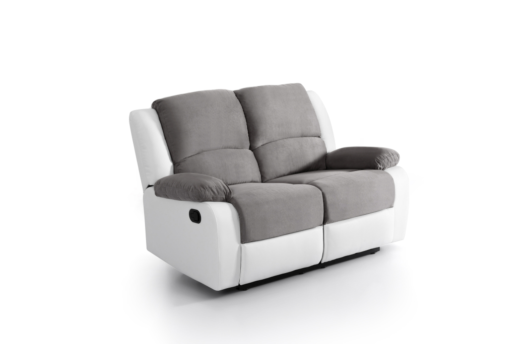 RELAXXO - Ensemble canapé relax manuel LEO 2 places + fauteuil manuel en microfibre et simili