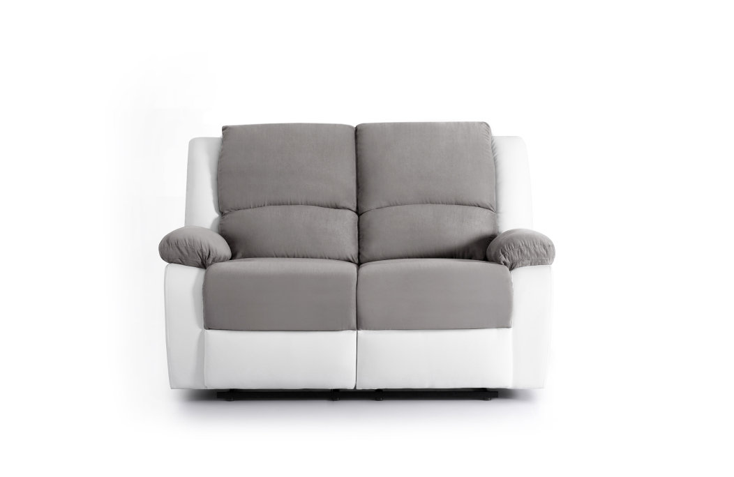 RELAXXO - Ensemble canapé relax manuel LEO 2 places + fauteuil manuel en microfibre et simili