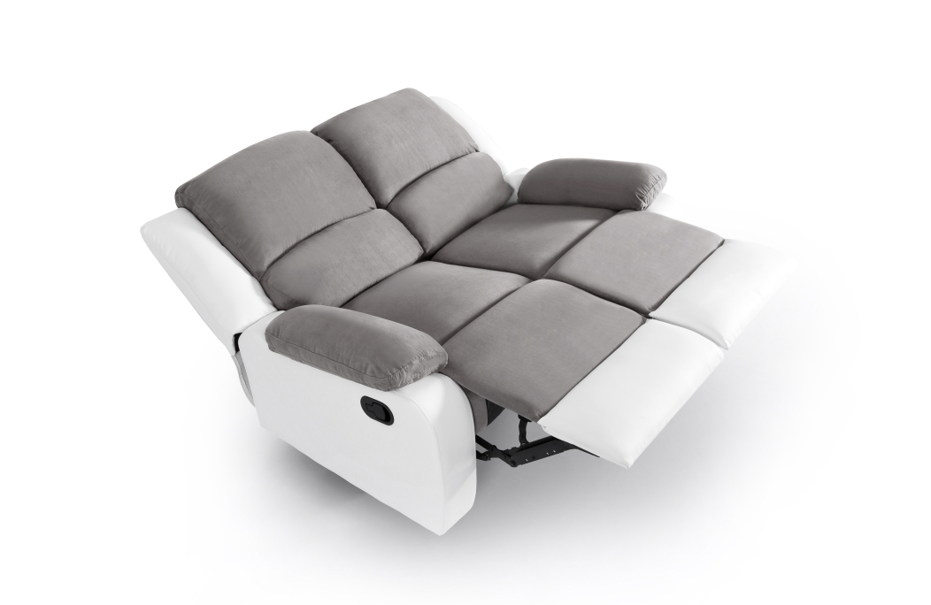 RELAXXO - Ensemble canapé relax manuel LEO 2 places + fauteuil manuel en microfibre et simili