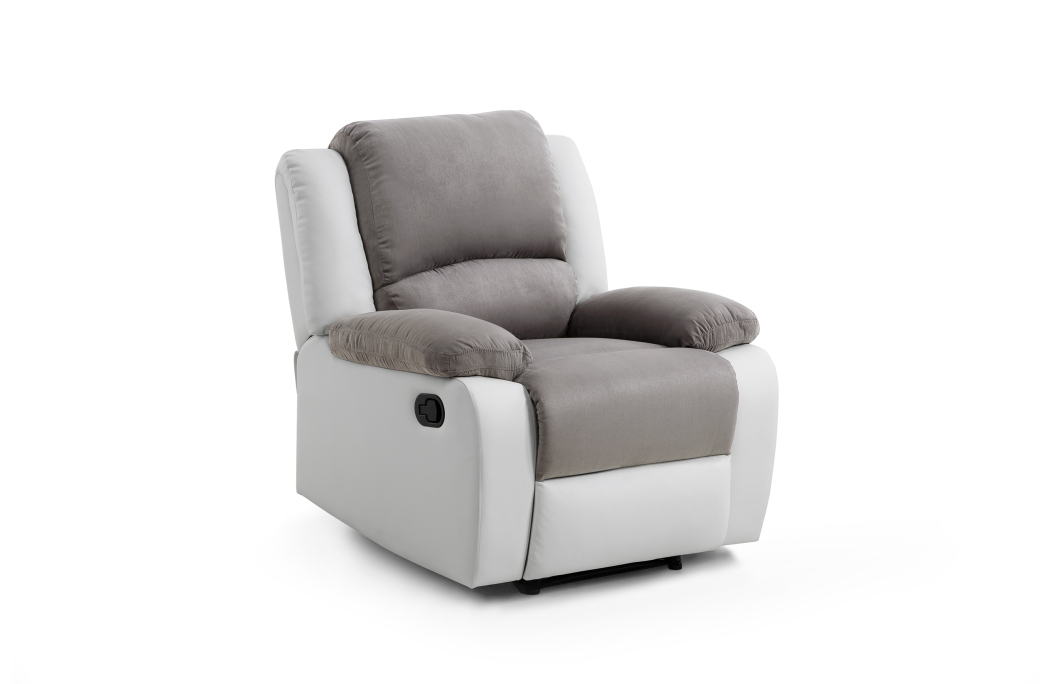 RELAXXO - Ensemble canapé relax manuel LEO 2 places + fauteuil manuel en microfibre et simili