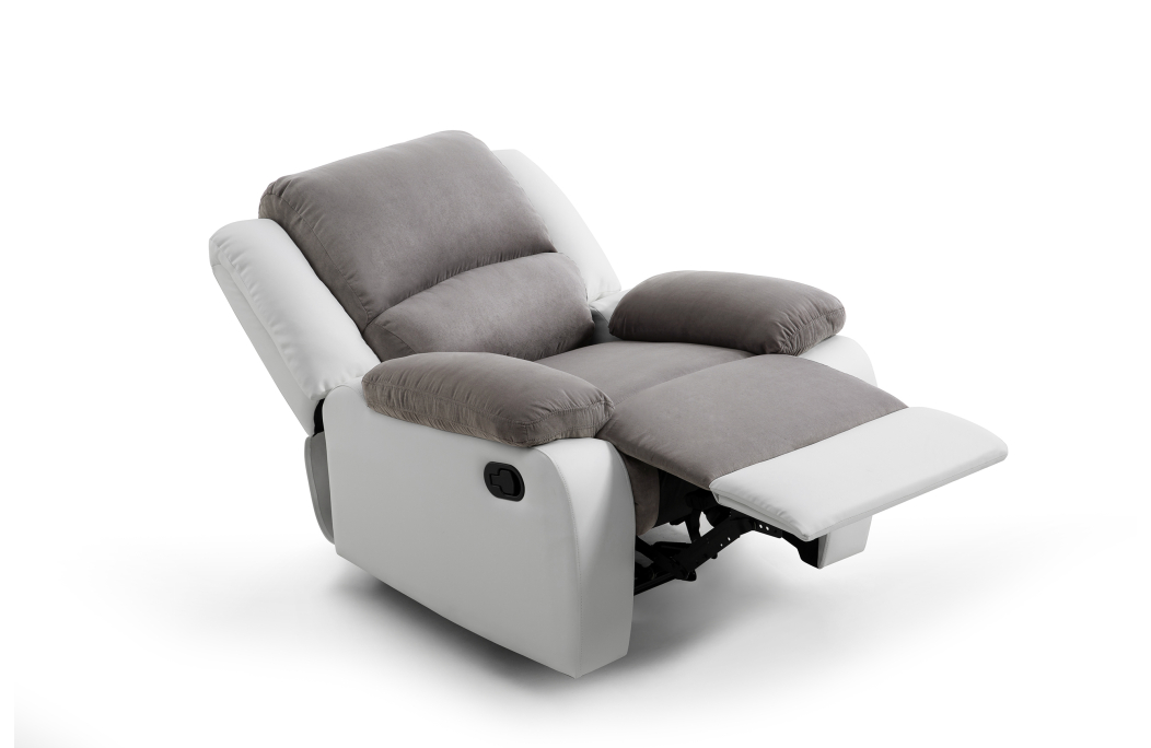 RELAXXO - Ensemble canapé relax manuel LEO 2 places + fauteuil manuel en microfibre et simili