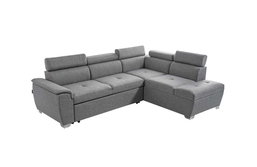 PARMA - Canapé d'angle convertible avec coffre en tissu