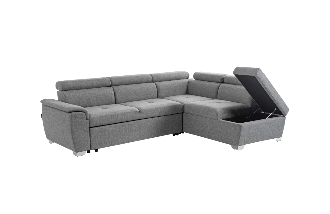 PARMA - Canapé d'angle convertible avec coffre en tissu