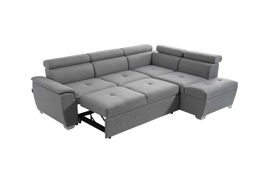 PARMA - Canapé d'angle convertible avec coffre en tissu