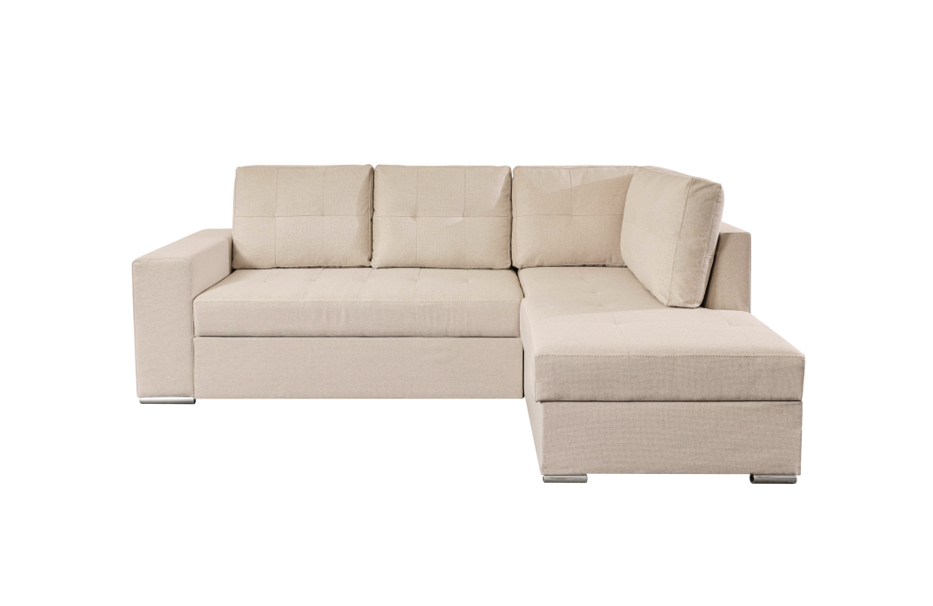 ADEN - Canapé d'angle convertible avec coffre en tissu