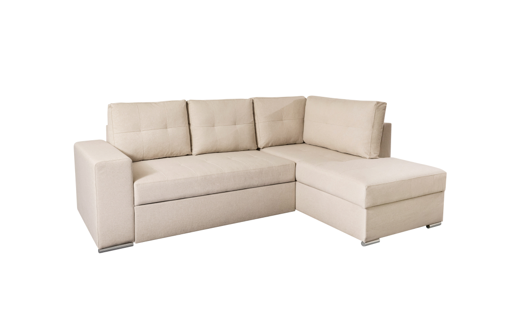 ADEN - Canapé d'angle convertible avec coffre en tissu